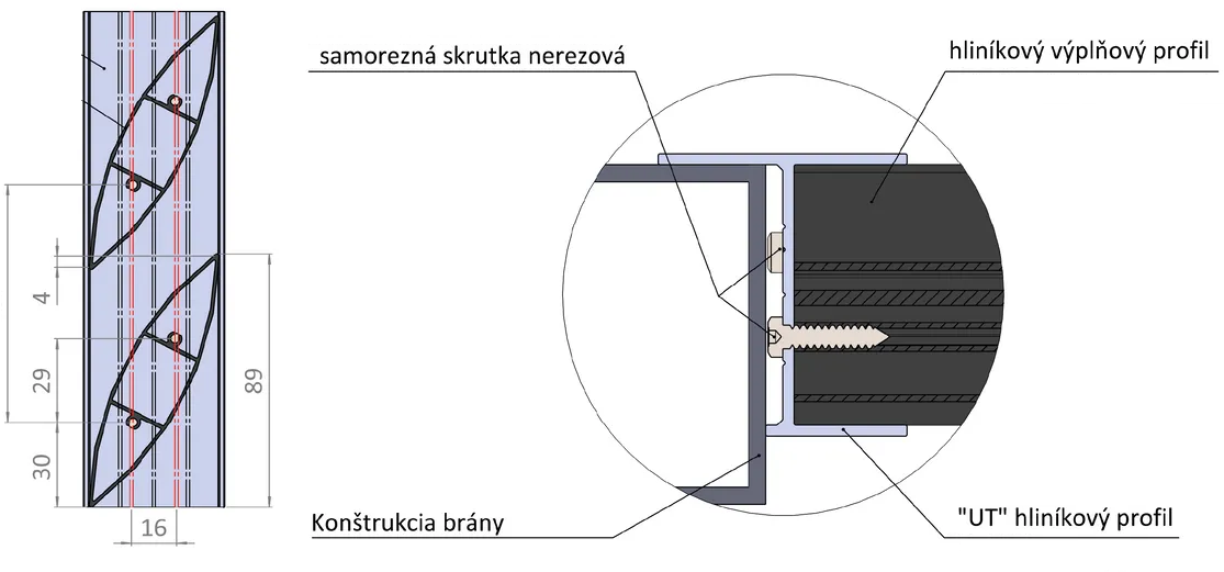 csepp alakú lamella UT-profilhoz