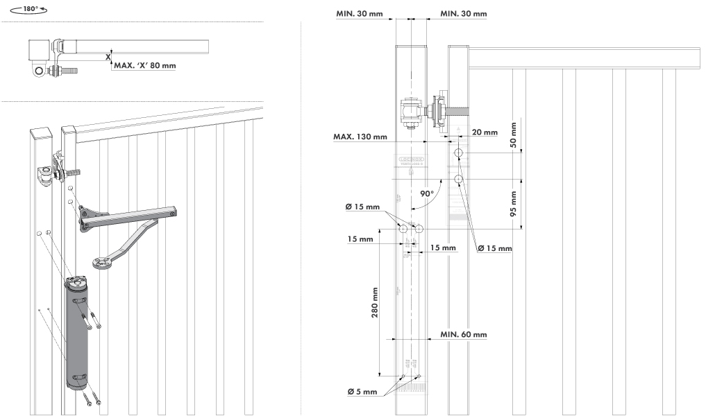 Locinox verticlose-2 180°-os nyitáshoz