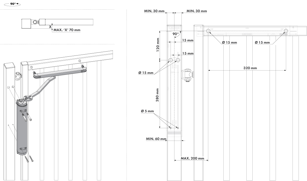 Locinox verticlose-2 90°-os nyitáshoz