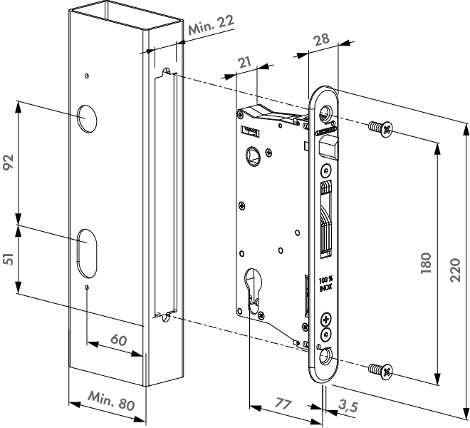 LOCINOX EIGHTYLOCK-M – rajz