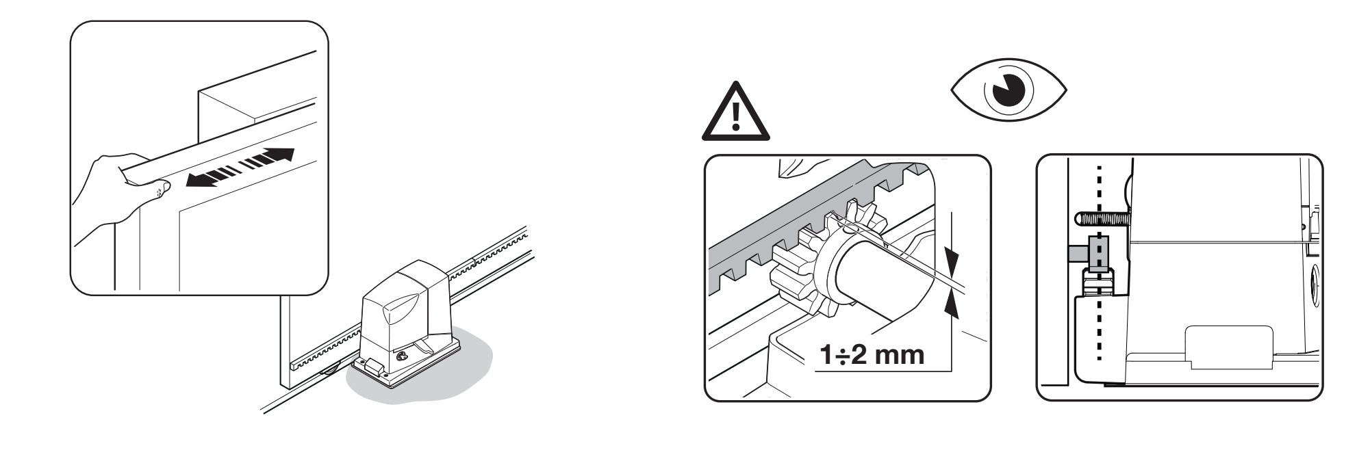 Az RD400 fogasléc és fogaskerék közötti 1–2 mm-es hézag ellenőrzése