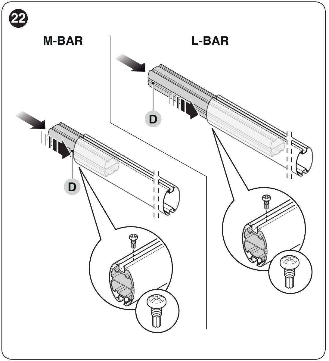 NICE M-BAR és L-BAR – merevítőbetét a sorompókar tartójánál NICE M-BAR és L-BAR – merevítőbetét a sorompókar tartójánál