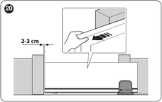 A kapu 2–3 cm-re a mechanikus ütköző előtt