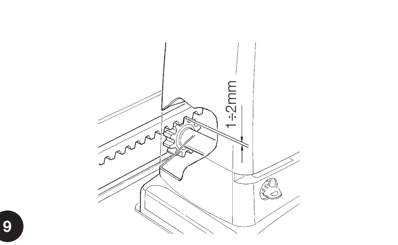 Tartson 1–2 mm hézagot a fogasléc és a fogaskerék között.