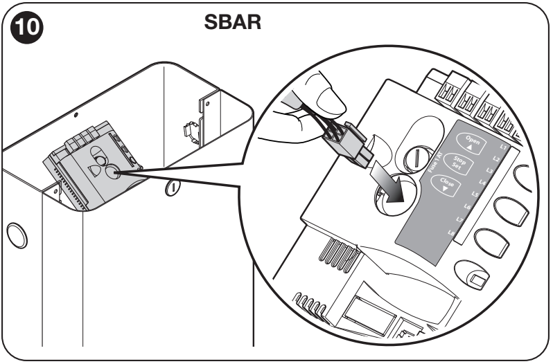 NICE SBAR – az XBA7 villogó saját csatlakozója