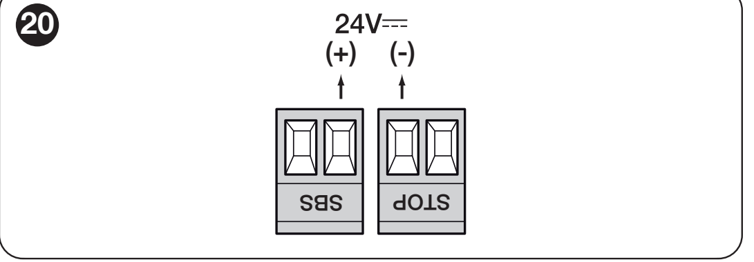 SOA2R10 segédtápellátása: jelölt SbS (+) és STOP (−) kapocs
