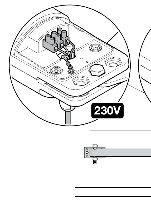 A NICE TOO 230 V-os motor sorkapcsainak és a védővezetőnek a bekötése A NICE TOO 230 V-os motor sorkapcsainak és a védővezetőnek a bekötése