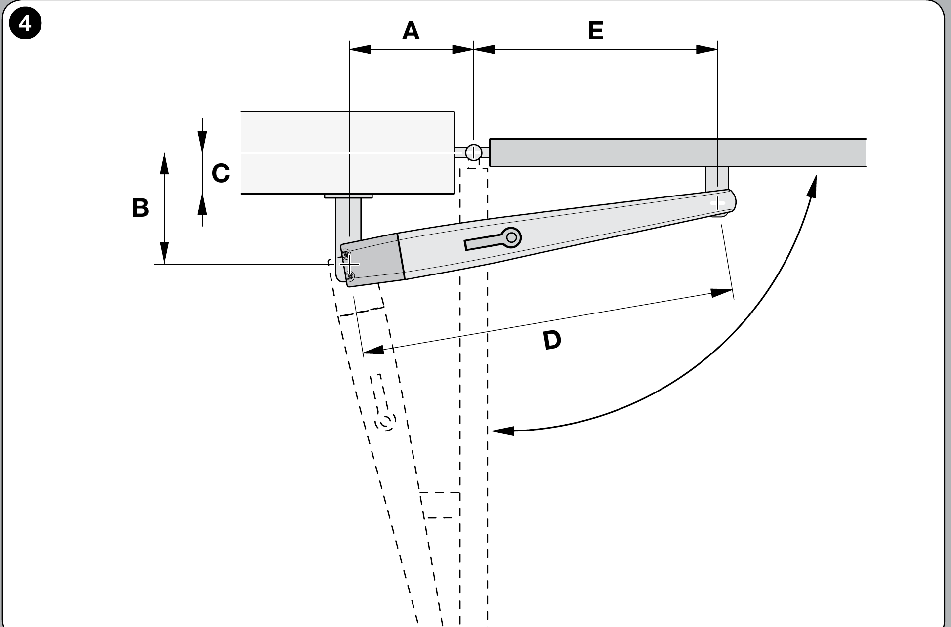 NICE Toona 6–7 – az A, B, C, D és E szerelési méretek jelentése NICE Toona 6–7 – az A, B, C, D és E szerelési méretek jelentése