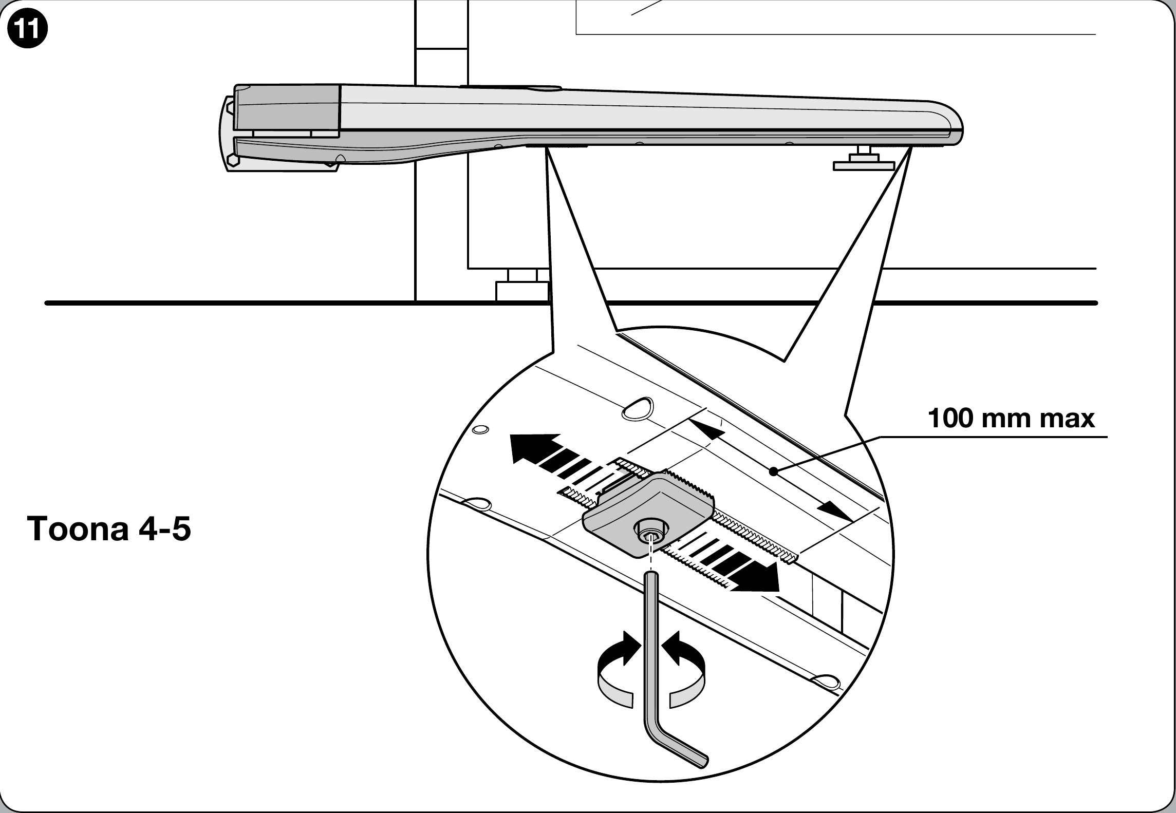 NICE Toona 4–5 – a mechanikus ütköző beállítása NICE Toona 4–5 – a mechanikus ütköző beállítása