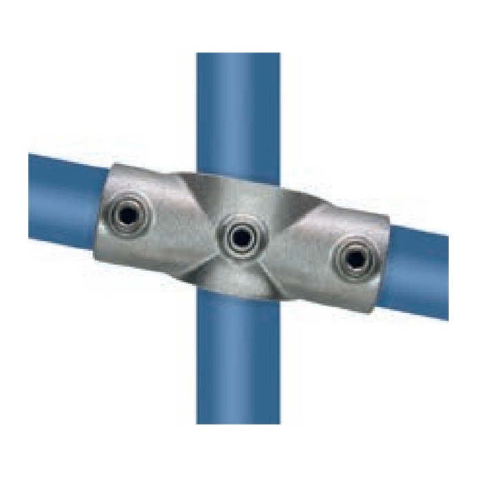 Horganyzott, döntött csőösszekötő 42,4 mm-es csövekhez, kereszt alakú, 0°–11°
