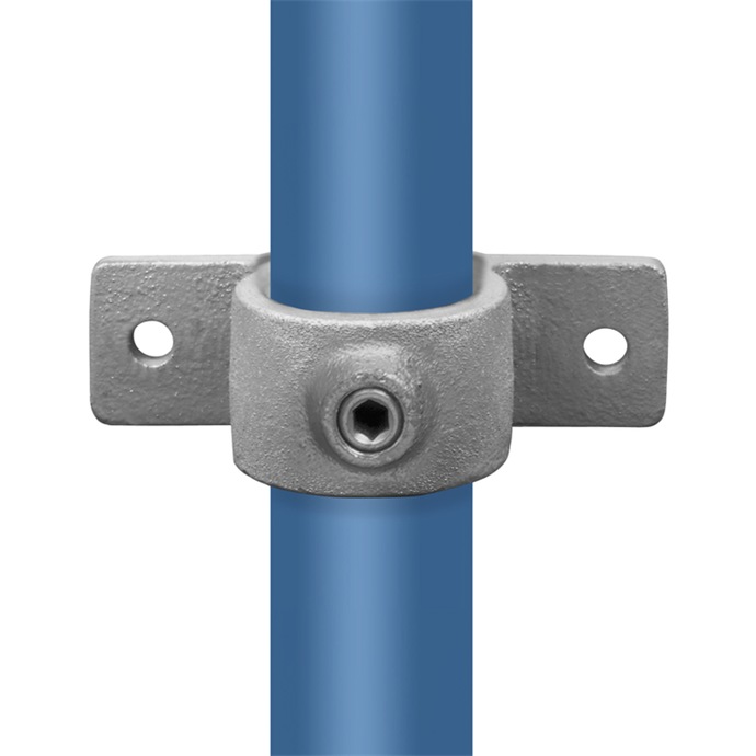 Használati példa: horganyzott paneltartó 48,3 mm-es csőhöz, két rögzítőfüllel