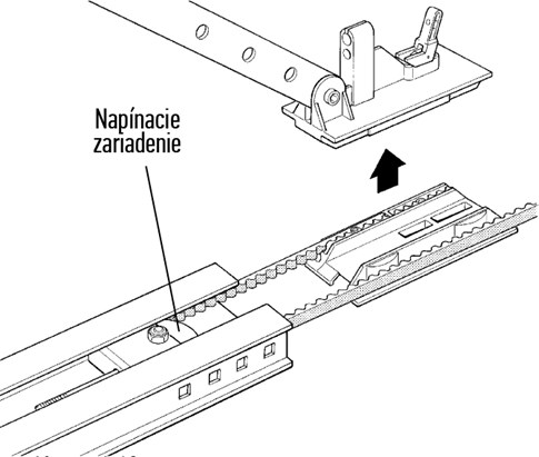 3. Tolja a feszítőszerkezetet köztes helyzetbe, hogy ki tudja húzni a futókocsit a sínből: 3. Tolja a feszítőszerkezetet köztes helyzetbe, hogy ki tudja húzni a futókocsit a sínből: