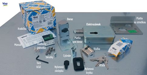 A VIRO V09 elektromos zár csomag tartalma